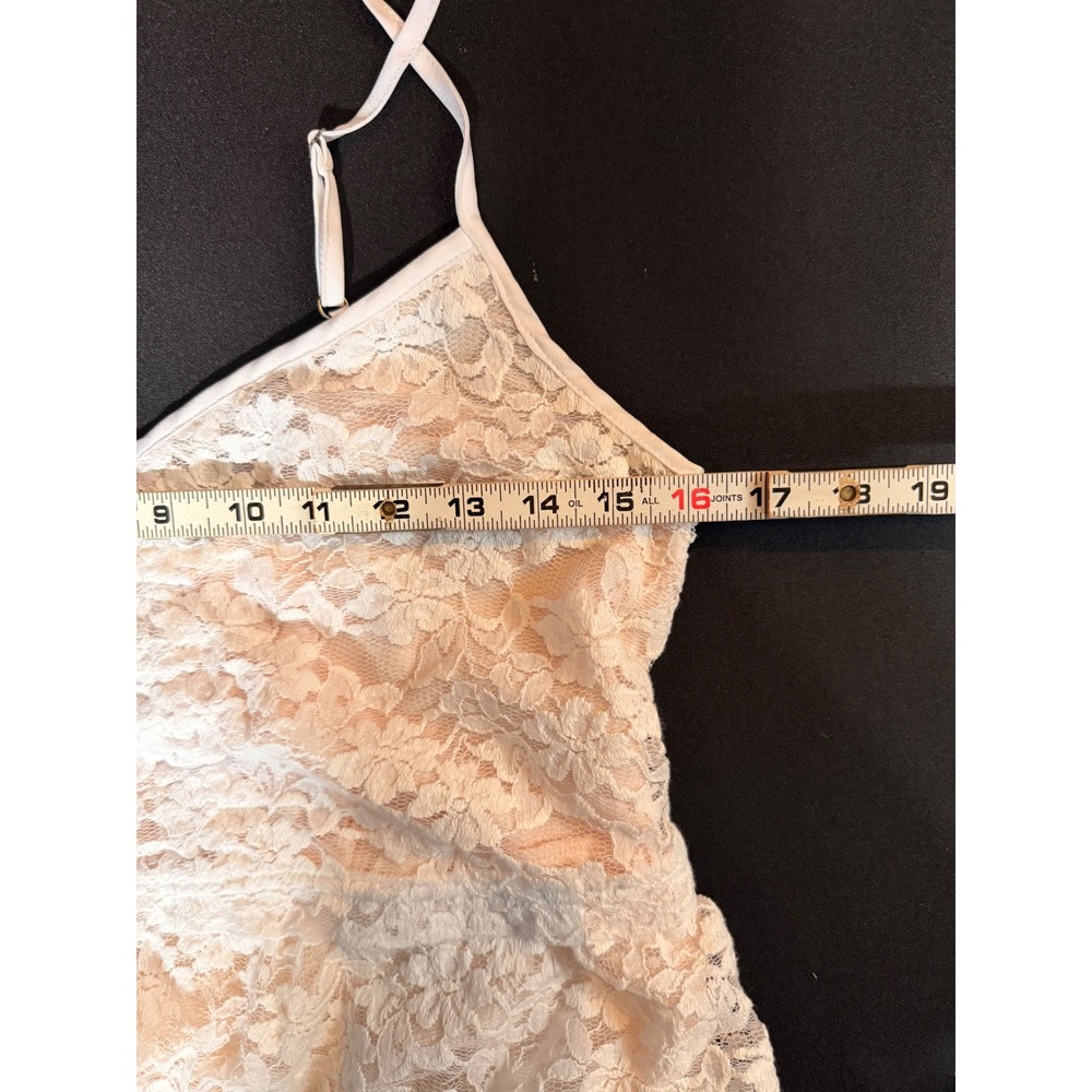 Abercrombie & Fitch Women Floral Lace Peplum Cami Small White Boho Coquette Y2K - Picture 7 of 14
